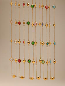 Long collier en verre tchèque Ultra-Flash Ferris Wheel pour dames chaîne à maillons plaquée or véritable en acier inoxydable élégante pour les fêtes - Product Image 6