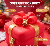 Coffret Cadeau de Noël : Jouet Squishy Doux à Remontée Lente, Simulation Cadeau Rouge, Jouet Sensoriel Anti-Stress à Presser et à Pincer