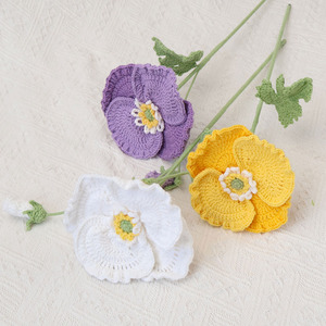 Ramo de amapolas terminado, flores tejidas a mano, flores de lana de ganchillo, flores artificiales, tejido a crochet, venta al por mayor - Product Image 4