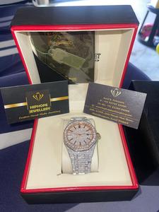 Luxuriöse Automatische Herren- und Damenuhr mit Moissanit-Besatz VVS D-Farbe, Saphirglas, wasserdichtes Gehäuse, Edelstahl, Alarm, Taucheruhr - Product Image 4