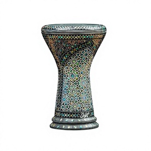 Auténtica Darbuka Islámica Gawharet El Fan Peacock Arch Sombaty de 23 cm con Perlas - Product Image 1