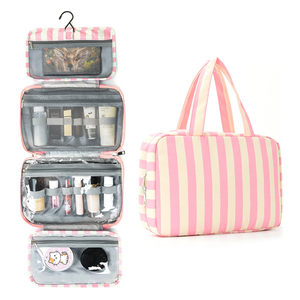 Bolsa de Aseo Multifuncional de Alta Calidad con Diseño de Rayas Cabana, Bolsa de Cosméticos con Separación para Artículos Secos y Húmedos, Bolsa de Baño a Rayas - Product Image 1