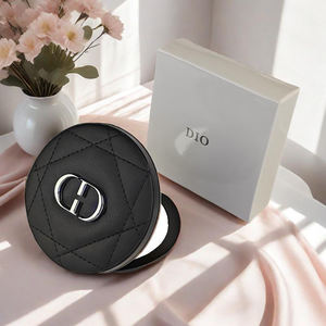 Miroir de poche carré pliable noir personnalisé en gros, miroir compact double face - Product Image 4