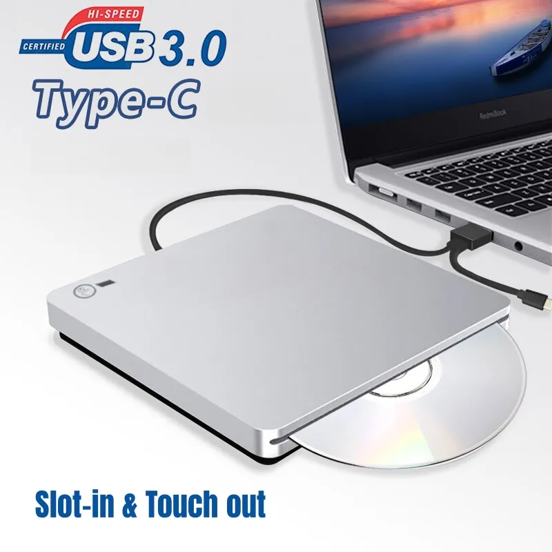 Graveur de CD DVD mince externe Portable Touchu out DVD graveur de lecteur de CD pour ordinateur portable de bureau