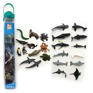 Mini figuras de animales de mar de plástico, juguete educativo, animales, molde, juego de pastel, figuritas