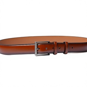 Ceinture en cuir de vache véritable pour homme, couleur marron unie, boucle à ardillon, style formel, durable, moulage monobloc - Product Image 4