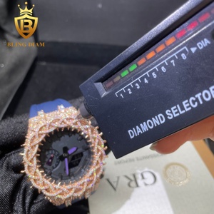 Rose Gold Plated throny vvs moissanite kim cương xem trường hợp ga2100 xem bezel ban nhạc khóa GRA giấy chứng nhận - Product Image 6