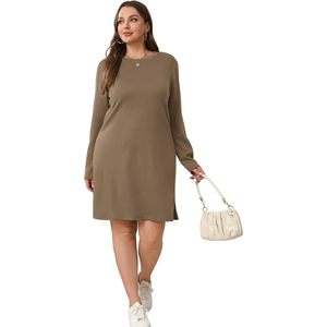 Vestido de Manga Larga con Cuello Redondo para Mujer FOXA, Corte Holgado, Informal, para Uso Diario, Tejido Transpirable, Talla M - Product Image 4