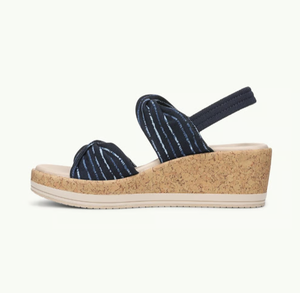 Sandali Casual alla Moda con Cinturino Posteriore, Punta Rotonda, Comfort in Tessuto Elasticizzato, Suola a Zeppa con Fiocco per Donne - Product Image 6