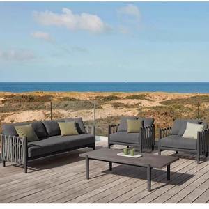 Ensemble de salon de jardin en rotin en forme de L, structure en alliage d'aluminium, résistant aux intempéries, pour cour, villa, balcon - Product Image 2