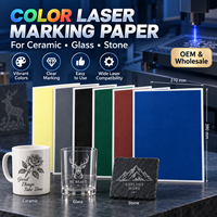 Papier de marquage laser coloré 10 couleurs, feuilles rectangulaires 390x270mm pour céramique, verre, pierre, lasers CO2, diode, UV, personnalisable
