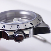 Montre à mouvement automatique NH34 NH35 personnalisable Boîtier en acier inoxydable de 39.5mm Fond solide Verre plat Lunette fixe-Fond solide