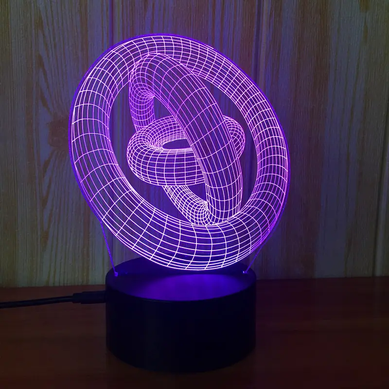 3D Nachtlampje Ster Drie Cirkel 3D Lamp Voor Kamer Decoratieve Gift