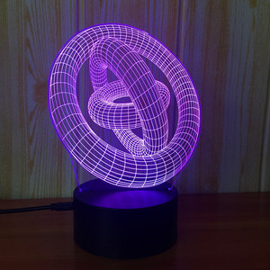3D Luce di Notte Stella a Tre Cerchio 3D <span class=keywords><strong>Lampada</strong></span> per Camera Regalo Decorativo - Product Image 1