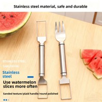 Roestvrijstalen dubbelzijdige handmatige anti-aanbak watermeloen snijder vork multifunctioneel fruit- en groentegereedschap