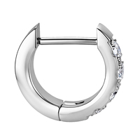 Boucles d'oreilles géométriques en titane ASTM F136 avec zircon et aiguille droite pour piercing