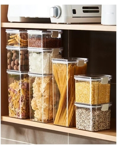 Lattine sigillate in plastica per cereali grossolani per uso alimentare scatola di immagazzinaggio per la conservazione della freschezza del frigorifero impilabile trasparente - Product Image 5