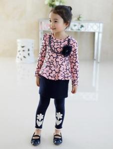 Wholesale Online Store Children Clothing Casual Smoking Long Sleeve Dress With Flower for Kids Little Girls From China Factory - Product Image 4