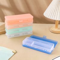Étui à crayons rectangulaire multifonctionnel double face au design minimaliste, boîte de rangement semi-transparente givrée pour fournitures de bureau