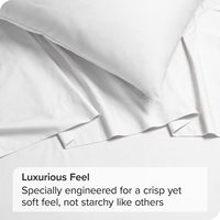 Ensemble de draps plats en coton 100% Cloudland, 300 fils, antibactériens, 4 pièces, blanc uni, pour la maison et l'hôtel