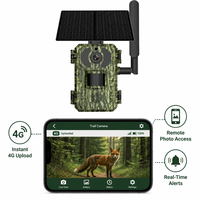Caméra de chasse solaire camouflage 4G avec détection de mouvement PIR, vision nocturne, étanche