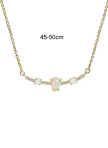 New Design Bohemia <b>Opal</b> Charm Necklace 18K Gold Plated Link Chain Fashion Brass Claw Setting <b>Pendant</b> 20inches Unisex Anniversary - Product Image 3