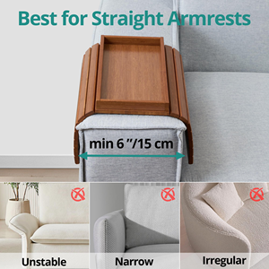 Plateau de canapé en bambou teinté Acacia avec boîte de rangement, plateau de service antidérapant en <span class=keywords><strong>feutre</strong></span>, support <span class=keywords><strong>alimentaire</strong></span> pour accoudoir de canapé pour usage domestique - Product Image 6
