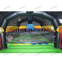 Structure de jeu gonflable tout-en-un de qualité commerciale pour le basketball et le volleyball, idéale pour les fêtes en plein air, pour enfants et adultes, à louer