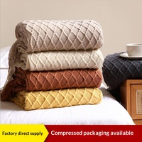 Couverture en tricot style Farmhouse Boho, douce, légère, chaude et confortable, couverture décorative pour canapé, lit, décoration intérieure toute saison