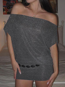 Abiti Sexy <span class=keywords><strong>estivi</strong></span> da donna personalizzati spalla dritta tinta unita <span class=keywords><strong>Mini</strong></span> abito Casual largo - Product Image 2