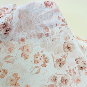 100% 폴리에스터 주름 쉬폰 원단 장미 꽃 드레스 경량 친환경 씨실 니트 크레이프 패턴 원피스 - Product Image 5