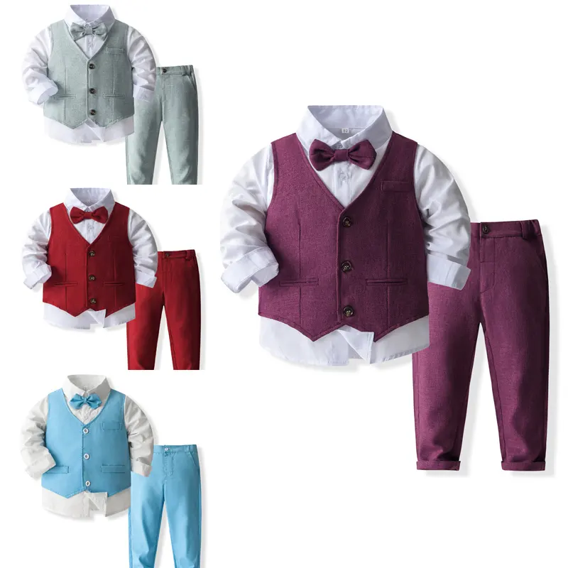 ملابس رسمية للأطفال من عمر 1 إلى 5 سنوات ملابس مناسبة لحفلات أعياد الميلاد للأطفال في سن الحبو أطقم ملابس للأولاد أطقم ملابس للأولاد من قطعتين