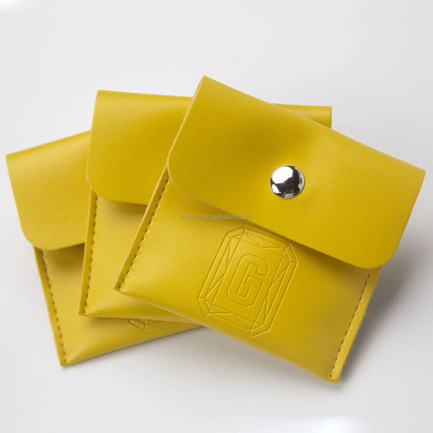 Custodia per gioielli in pelle PU con busta con Logo in rilievo PU confezione per gioielli bottone borsa piatta sacchetti per gioielli personalizzati