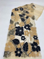 Nouveau design, tissu en velours 100% polyester, dentelle, maille, perles, sequins, broderie florale, largeur 130 cm, pour vêtements, élégant, Chine