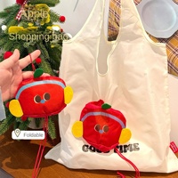 Dessin animé pomme Polyester à collectionner pliable environnement grande capacité supermarché sac fourre-tout