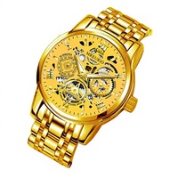 Montre à quartz pour homme, style affaires, calendrier ajouré, bracelet en alliage, aiguilles, vente en gros, en stock, fabricant
