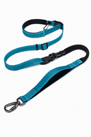 Laisse de chien mains libres à porter en bandoulière, ceinture de taille pour la course et la marche, laisse en nylon réfléchissante avec amortisseur de chocs pour chiens de taille moyenne à grande
