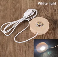Base de lampe LED ronde en bois en gros, câble USB, interrupteur, base de veilleuse moderne pour boule de cristal 3D, lampe de nuit LED