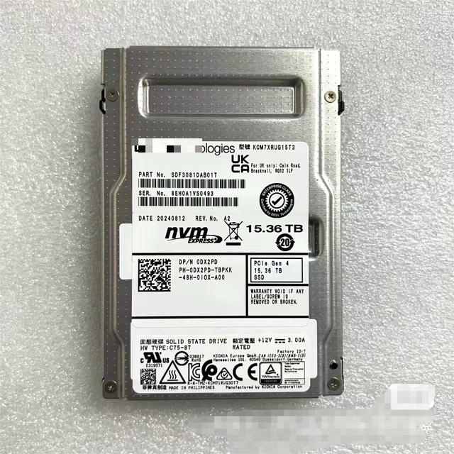 For DELL NVME U2 PCIE 4.0 KCM7XRUG15T3 DP/N 0DX2PD CM7 Solid State Drive 15.36TB SSD for Internal Server Use SATA 3.0 Metal