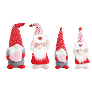 Decoración de San Valentín: Muñeco de Peluche de Gnomo sin Rostro con Forma de Corazón, Adorno de Papá Noel de Tela, Regalo para Ventana o Mesa - Product Image 6