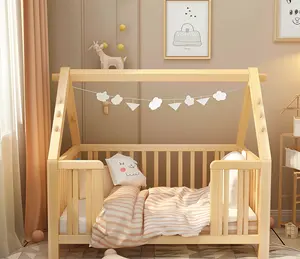 سرير نوم للأطفال خشبي / سرير جانبي ملكي رخيص الثمن 6 في 1 مهد خشبي متين للأطفال
