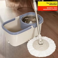 Serpillère plate rotative télescopique pour usage sec et humide, mains libres, avec seau extra large et épaissi, outil de nettoyage de sol pour personnes paresseuses