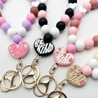 Nouveau Porte-clés Pendentif Dessin Animé en Silicone, Bracelet Perles, Accessoires Mignons pour Sac, Cadeaux Créatifs