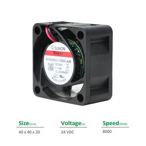 Ventilador Axial SUNON MF40202VX-1000C-A99 OEM/ODM Eléctrico 40x40x20mm 24VDC 39mA 1.11W 8000RPM 10.8CFM con Rodamiento de Vapor para Gabinetes e Inversores - Product Image 2