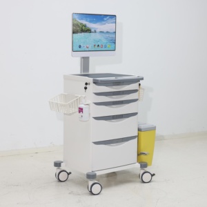 Carrito <span class=keywords><strong>de</strong></span> Documentación <span class=keywords><strong>de</strong></span> Enfermería Moderno ABS con Brazo Ajustable para Monitor y Sistema <span class=keywords><strong>de</strong></span> Separación <span class=keywords><strong>de</strong></span> Residuos Médicos para Hospitales y Supermercados - Product Image 1