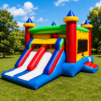 Château gonflable commercial en PVC avec toboggan et piscine à balles, écologique, garantie 3 ans, château gonflable blanc