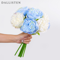DALLISTEN Vente directe usine – Bouquet de 5 pivoines artificielles en soie, 31 cm – Centre de table de mariage, arrangement floral – Commande en gros