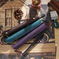 Étui à crayons personnalisé en cuir pleine fleur véritable pour l'école, sac à stylos et papeterie pour enfant, porte-crayons en cuir Crazy Horse pour enfants