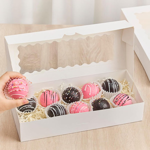 Boîtes à biscuits <span class=keywords><strong>en</strong></span> carton blanc avec fenêtre boulangerie auto-popup traiter chocolat couvert bombes de cacao chaud chocolat fraise boîte - Product Image 4