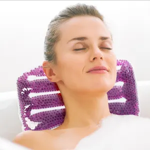 Heenlong 2024时尚设计防水浴缸枕头带吸盘防滑冷冷浴缸Spa枕头凉枕